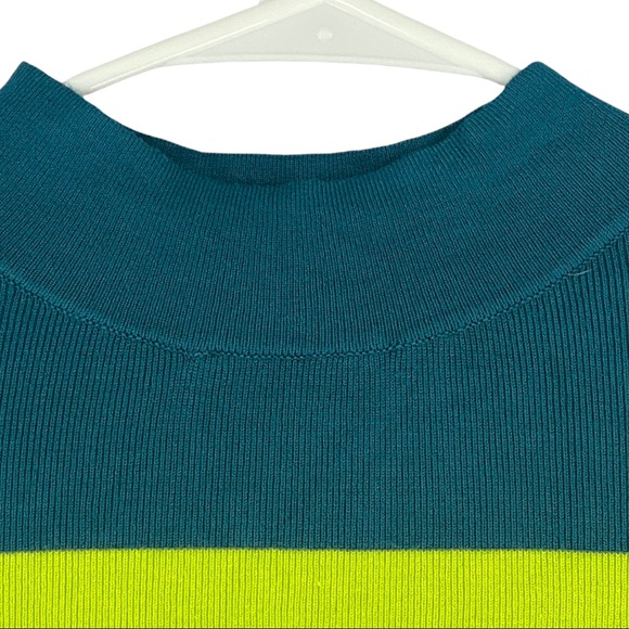 Victor Glemaud X Target Striped Mock Turtleneck Pullover Sweater Teal/Lime Sz M - Picture 4 of 11